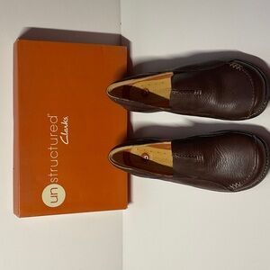 Clarks Unstructured Dark Brown Leather Loafers